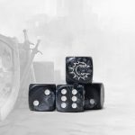 Conquest Logo on Dark Grey Marbled Dice