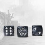 Conquest Logo on Dark Grey Marbled Dice