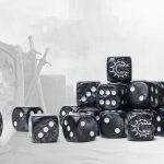 Conquest Logo on Dark Grey Marbled Dice